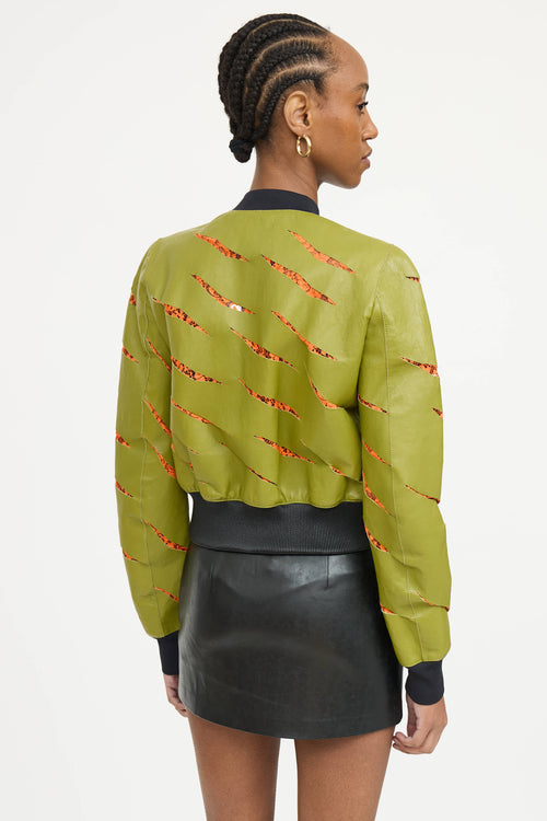 Just Cavalli Leather Lace Bomber Jacket