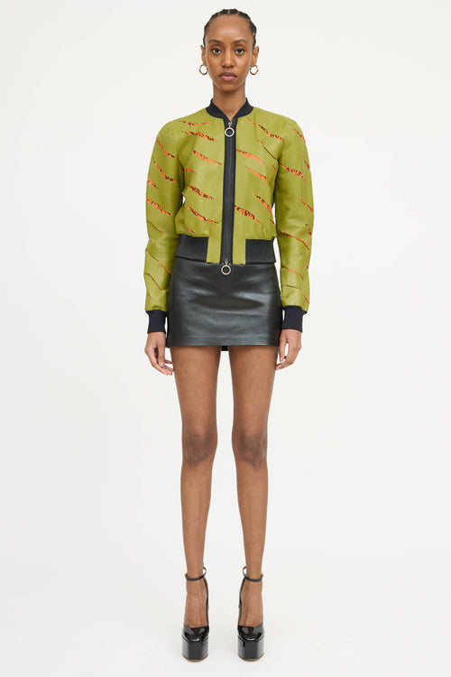 Just Cavalli Leather Lace Bomber Jacket