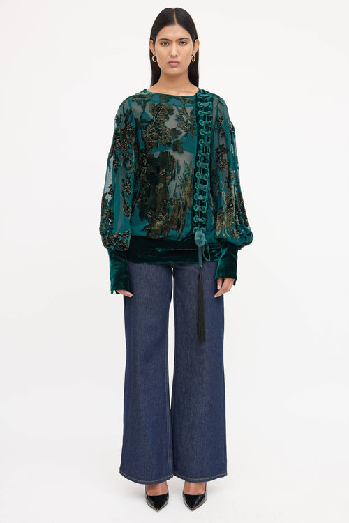 Roberto Cavalli Silk Velvet Top