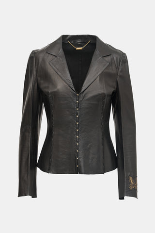 Roberto Cavalli Black Leather Jacket