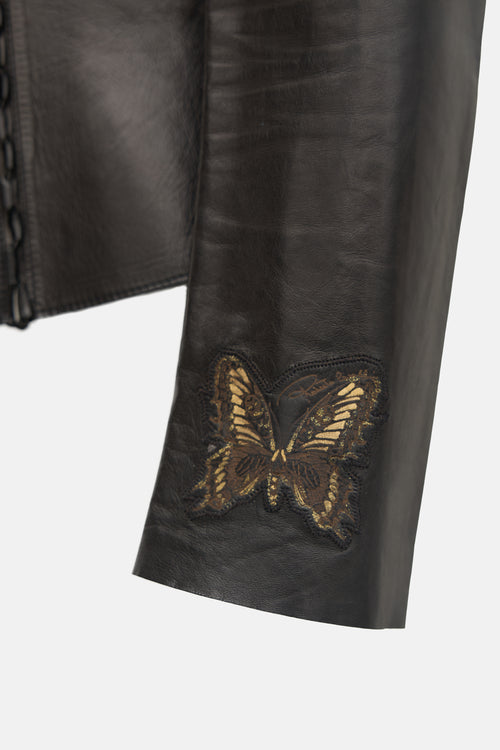 Roberto Cavalli Black Leather Jacket