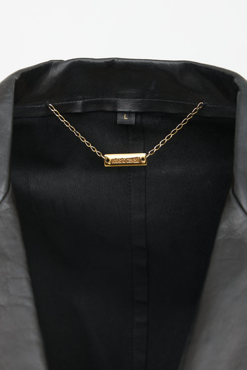 Roberto Cavalli Black Leather Jacket