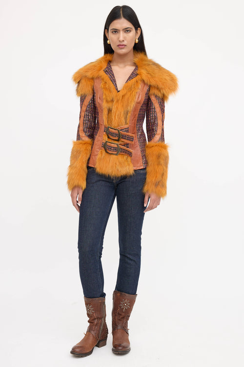 Roberto Cavalli Fur Tweed Jacket