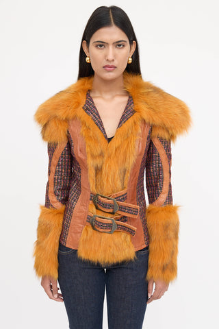 Roberto Cavalli Fur Tweed Jacket