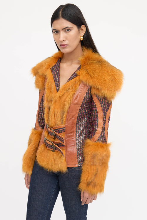 Roberto Cavalli Fur Tweed Jacket