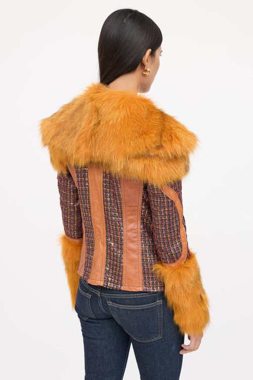 Roberto Cavalli Fur Tweed Jacket