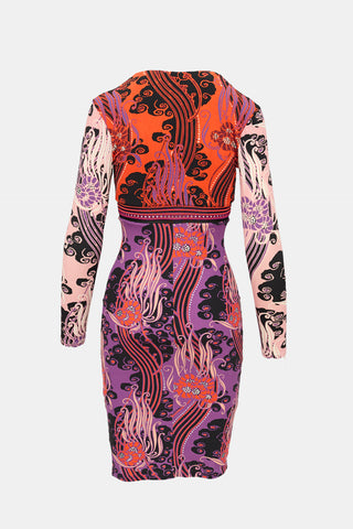 Roberto Cavalli Floral Low Cut Dress