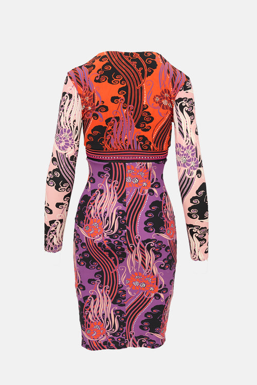 Roberto Cavalli Floral Low Cut Dress