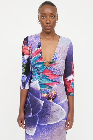 Roberto Cavalli Printed Floral Dress