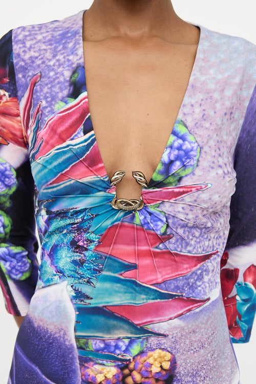 Roberto Cavalli Printed Floral Dress