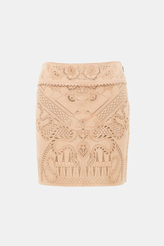 Roberto Cavalli Suede Cut Out Skirt