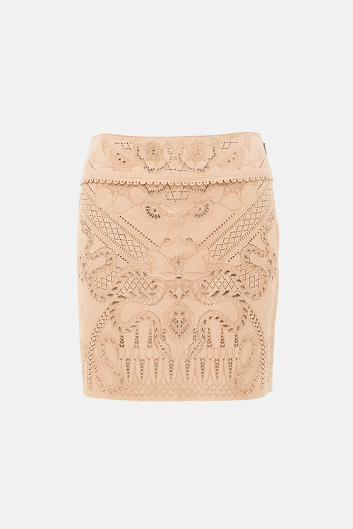 Roberto Cavalli Suede Cut Out Skirt