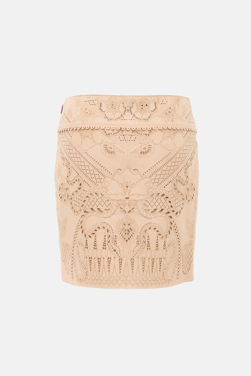 Roberto Cavalli Suede Cut Out Skirt