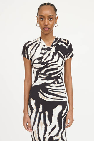 Roberto Cavalli Printed Short Sleeve Dress
