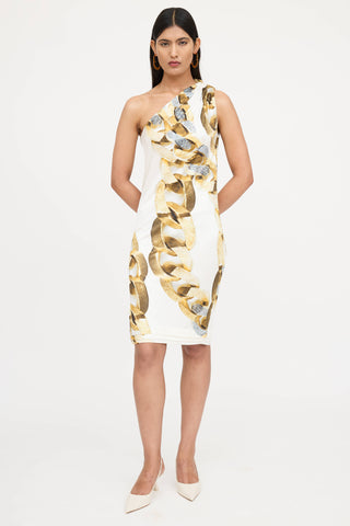 Roberto Cavalli One Shoulder Printed Dress