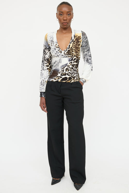 Roberto Cavalli Printed V-Neck Top