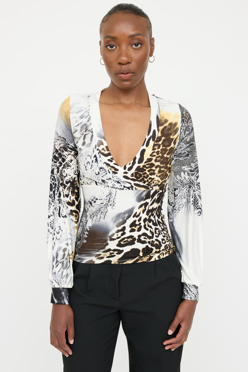 Roberto Cavalli Printed V-Neck Top