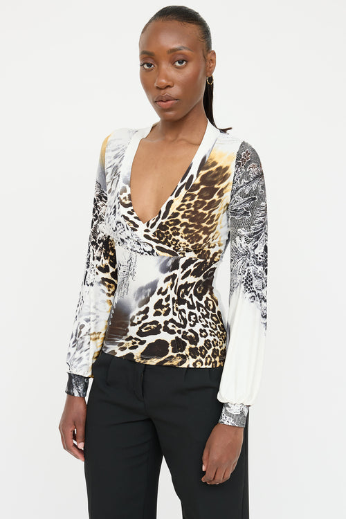 Roberto Cavalli Printed V-Neck Top