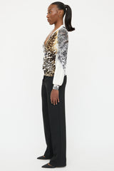 Roberto Cavalli Printed V-Neck Top