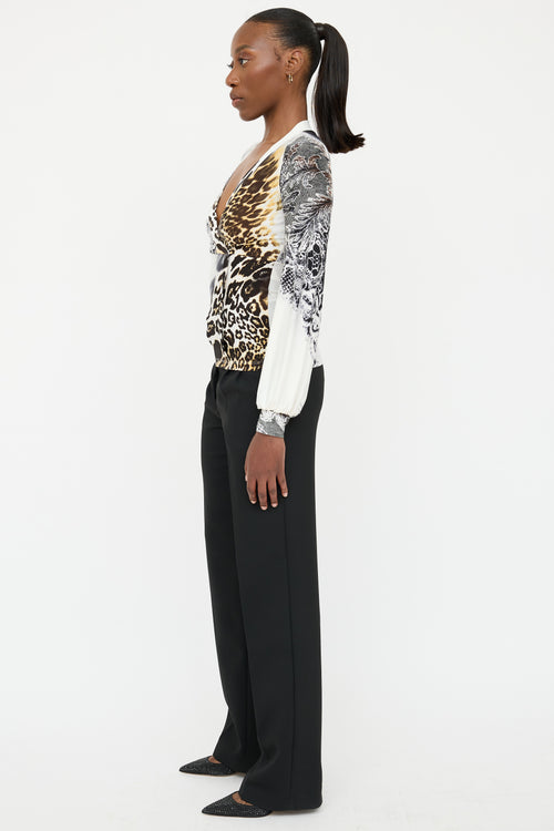 Roberto Cavalli Printed V-Neck Top