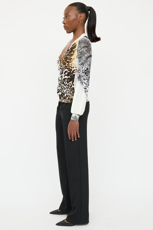 Roberto Cavalli Printed V-Neck Top