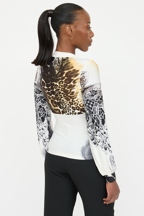 Roberto Cavalli Printed V-Neck Top