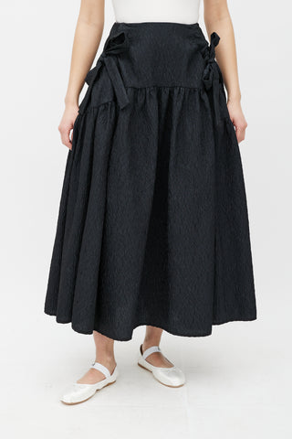 Cecilie Bahnsen Black Crepe Bow Skirt
