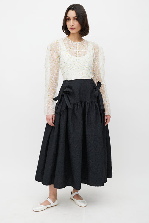 Cecilie Bahnsen Black Crepe Bow Skirt