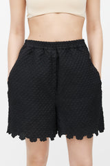 Cecilie Bahnsen Black Scallloped Kim Shorts