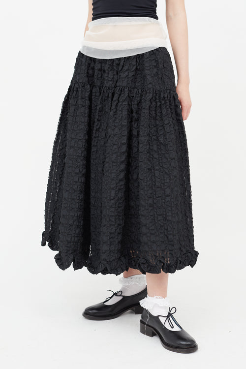 Cecilie Bahnsen Black Seersucker Kasumi Midi Skirt