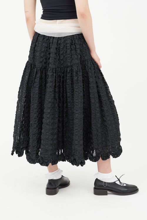 Cecilie Bahnsen Black Seersucker Kasumi Midi Skirt