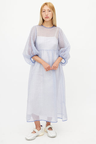 Cecilie Bahnsen Blue Woven Sheer Dress