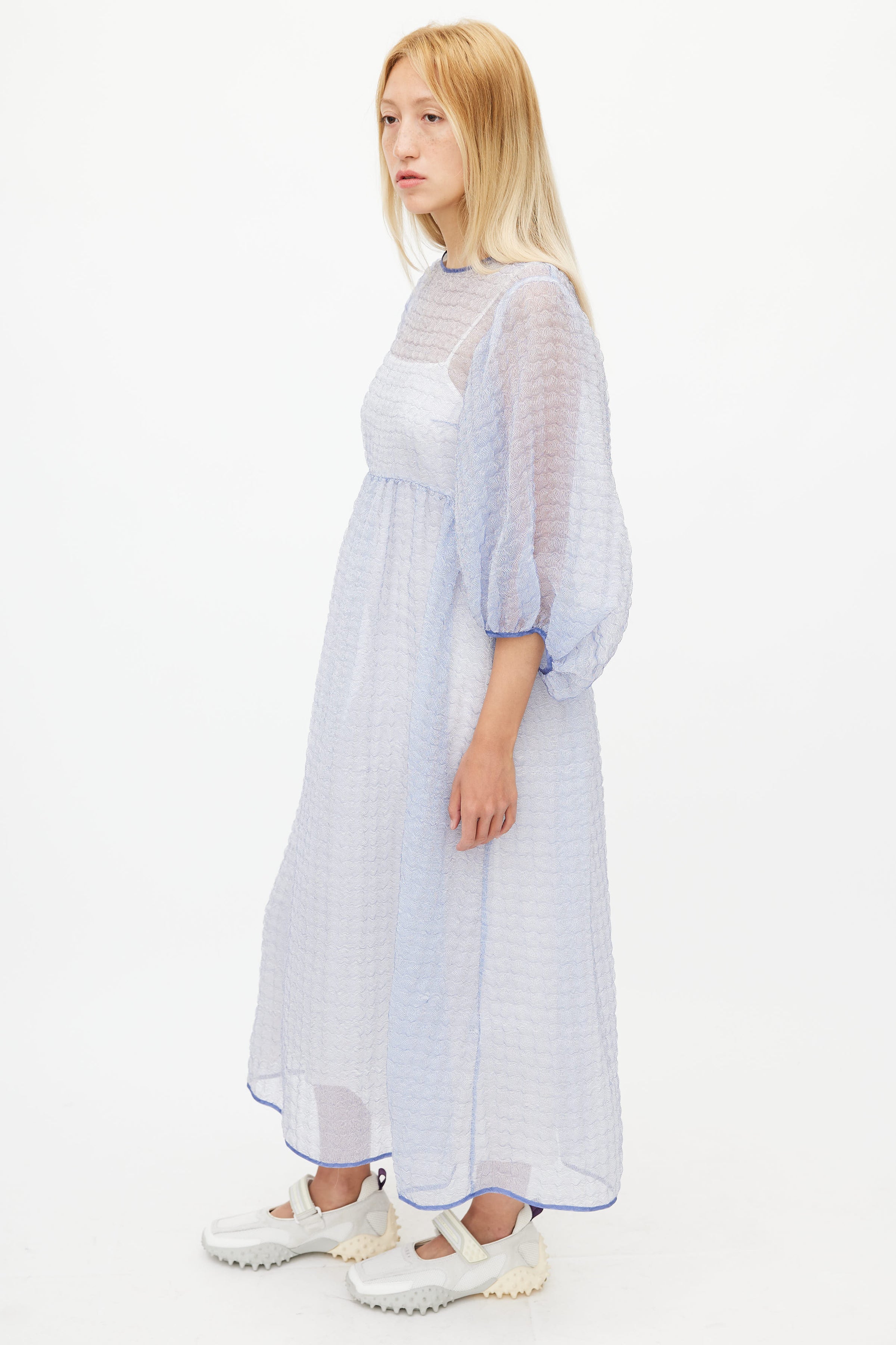 Cecilie Bahnsen // Blue Karmen Silk-Organza Midi Dress – VSP