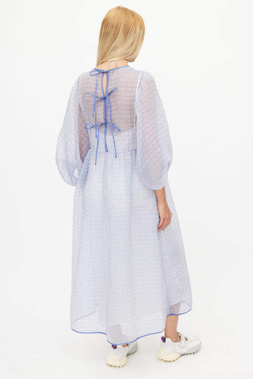 Cecilie Bahnsen Blue Woven Sheer Dress