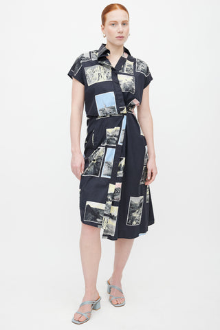 Cedric Charlier Navy & Multi Photo Print Dress
