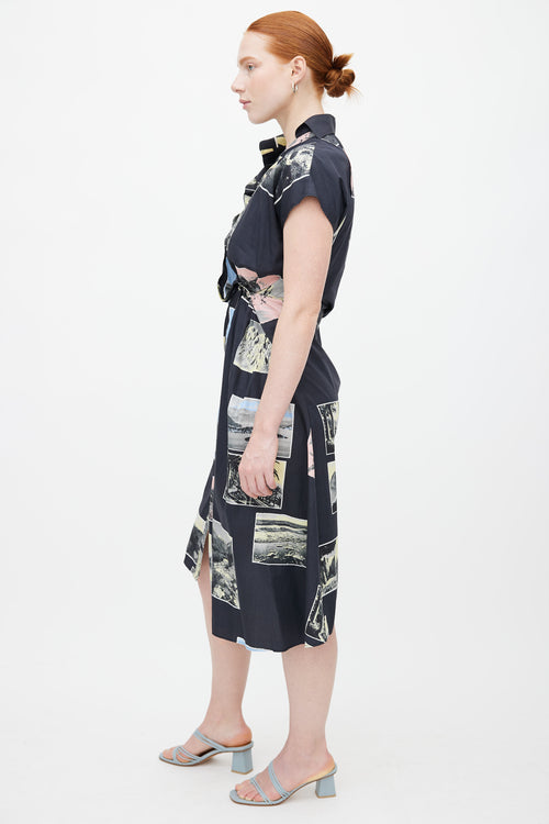 Cedric Charlier Navy & Multi Photo Print Dress
