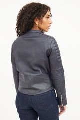 Cedric Charlier Navy Leather Jacket