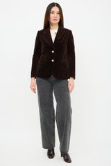 Celine 1970s Velvet Gingham Blazer