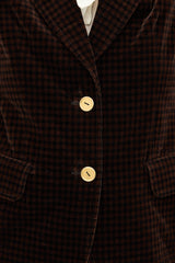 Celine 1970s Velvet Gingham Blazer