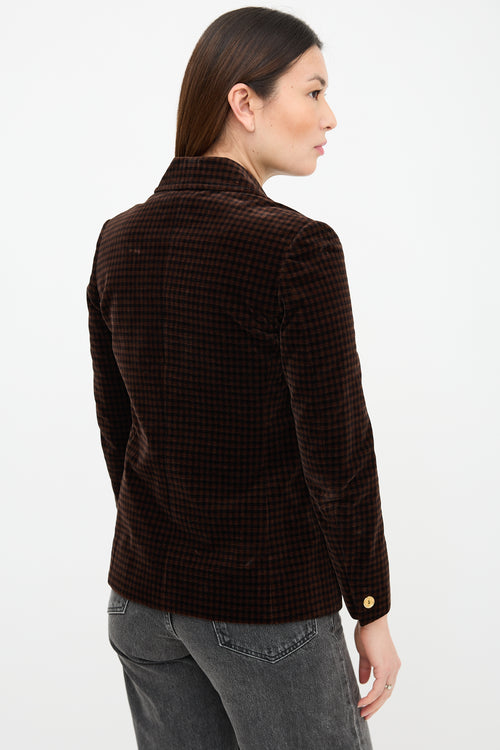 Celine 1970s Velvet Gingham Blazer