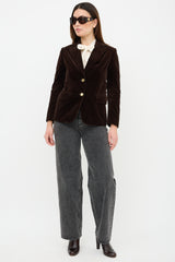 Celine 1970s Velvet Gingham Blazer