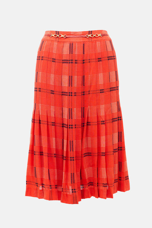 Celine 1970s Wool Pleated Skirt