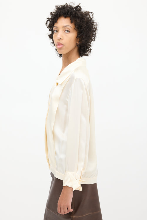 Celine 1980s Cream Silk Blouse