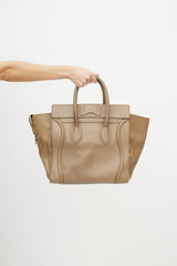 Celine 2012 Beige Leather Mini Luggage Tote Bag