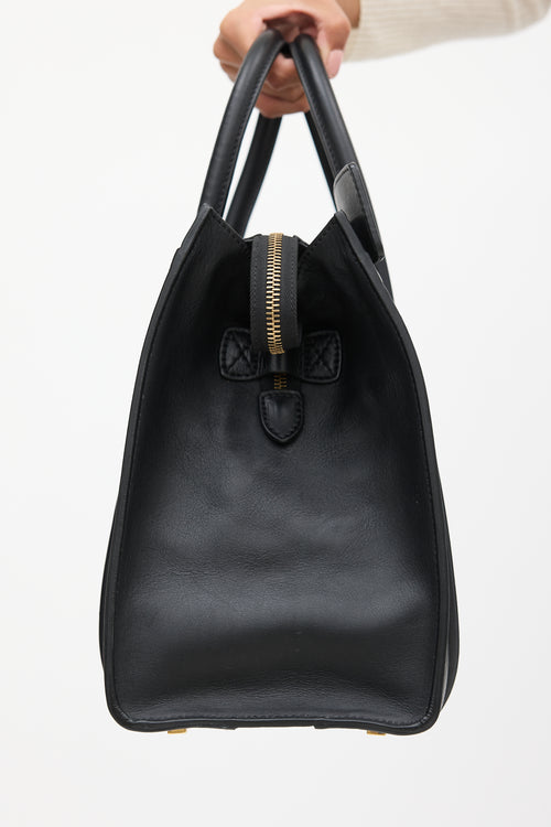 Celine 2012 Black Leather Mini Luggage Tote Bag