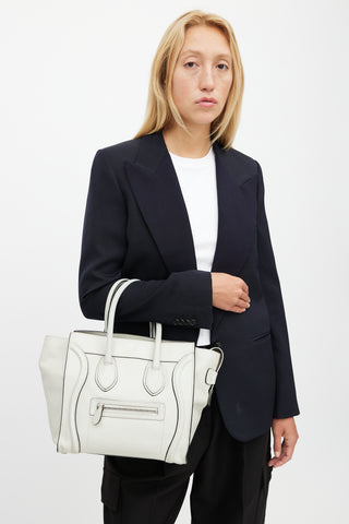 Celine // Black & White Woven Leather Luggage Tote Bag – VSP