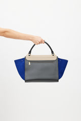 Celine 2013 Beige & Blue Medium Trapeze Shoulder Bag