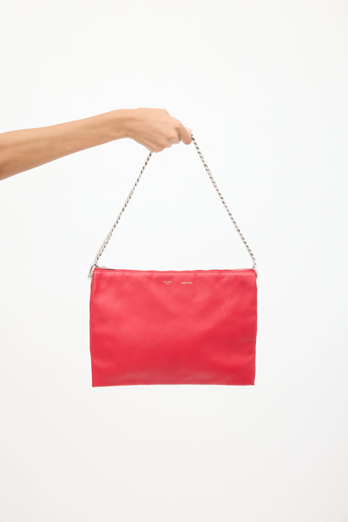 Celine 2013 Red Soft Leather Trio Chain Bag