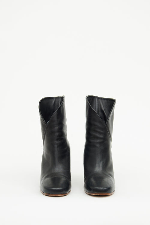Celine Black Leather Wrap Ankle Boot