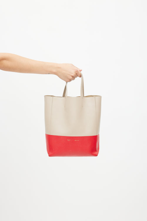 Celine 2015 Beige & Red Cabas Crossbody Bag